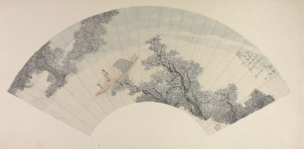 《西溪月棹圖》扇頁(yè)，清，錢杜繪，紙本，設(shè)色