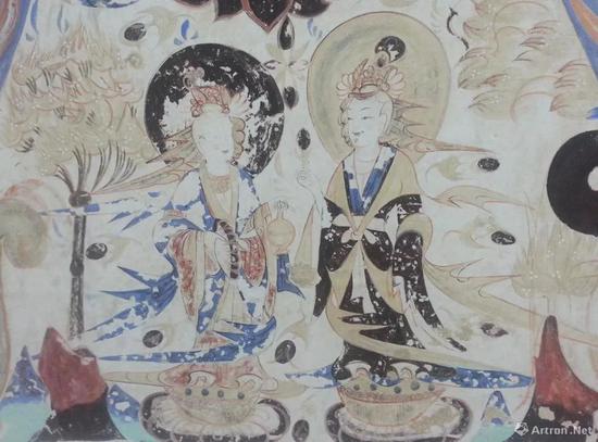 莫高窟第285窟北壁忍冬禽鳥龕楣現(xiàn)狀臨摹（局部）彭文佳