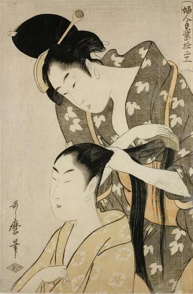 《婦人手業(yè)拾二工》，喜多川歌麿（1753?1806），彩色木刻版畫