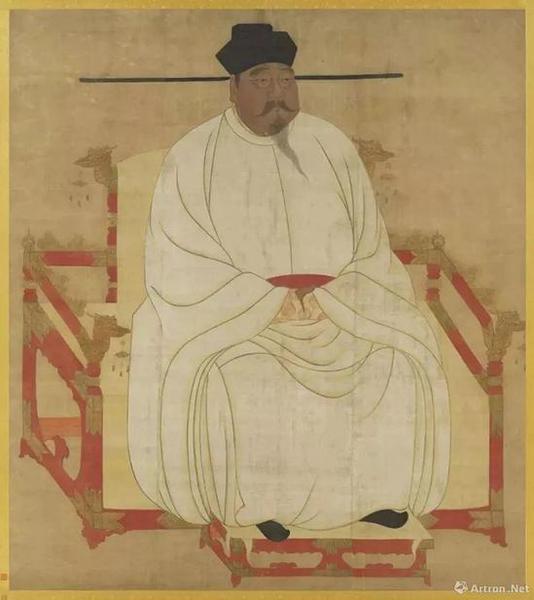 （傳）王靄《宋太祖坐像》絹本、設(shè)色，縱191cm橫：169.7cm，現(xiàn)藏臺(tái)北故宮博物院
