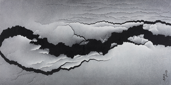 仇德樹，裂變 - 太和，122×244cm，宣紙、丙烯、畫布，2008