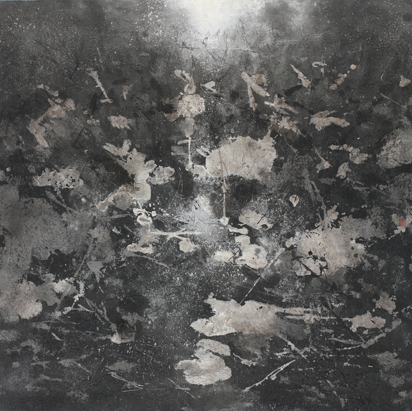 陸春濤，荷塘·2014No.105，97×97cm，紙本水墨設(shè)色，2014