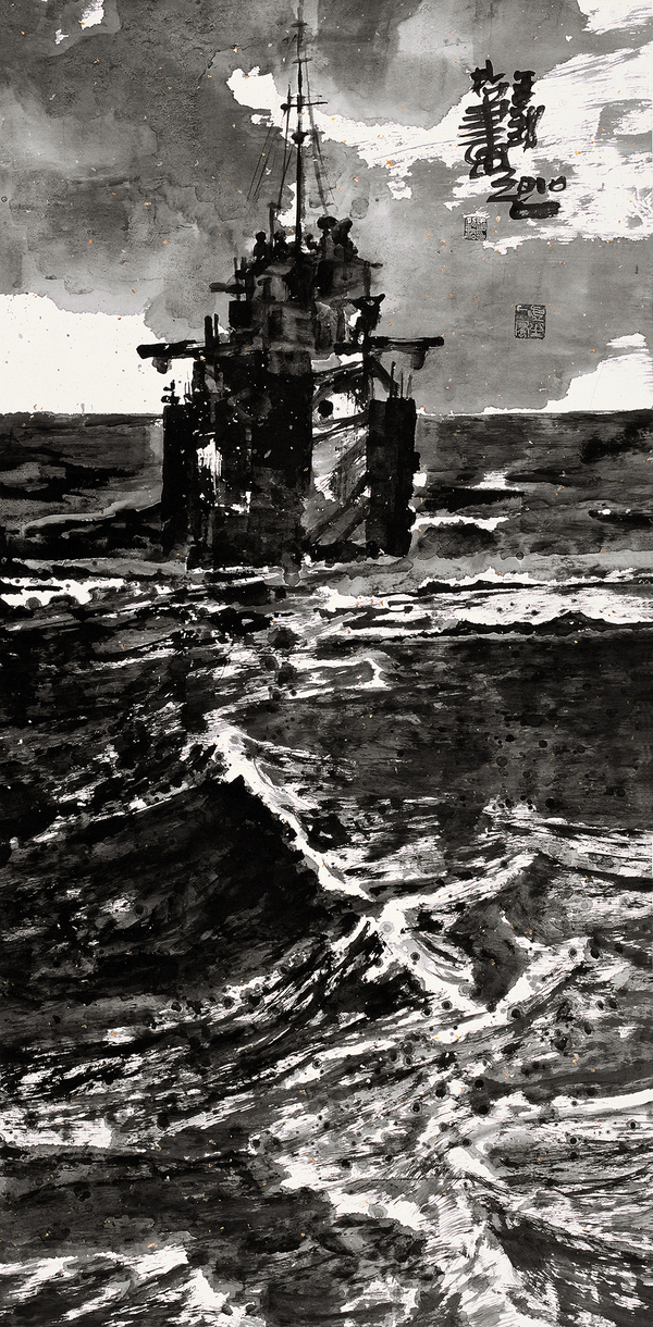 王勁松，水墨風景No.67，133×65.5cm，紙本水墨，2010