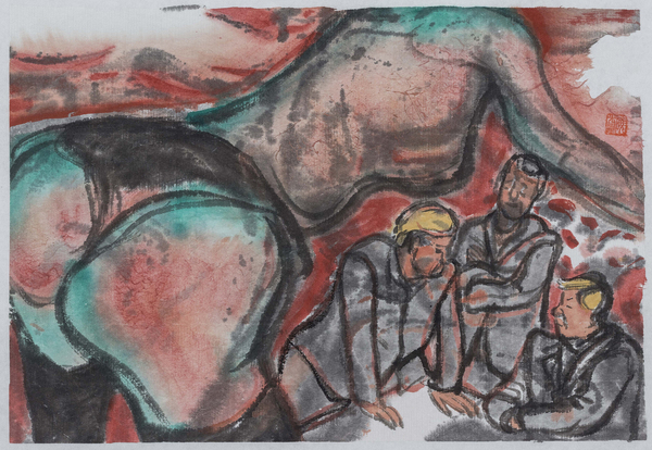 王曉輝，手稿2012-2018系列，14×20cm，紙本水墨設(shè)色，2018