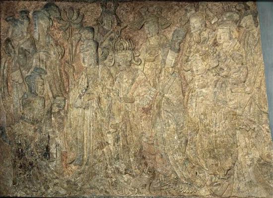 《帝后禮佛圖》北魏 出自河南洛陽(yáng)龍門賓陽(yáng)洞？納爾遜——阿特金斯博物館藏