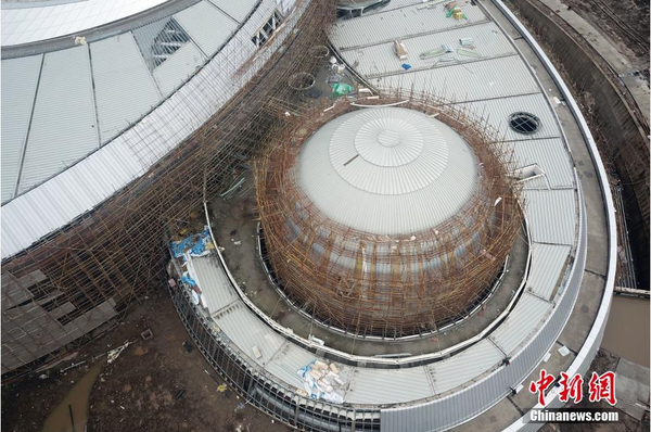 天文館在建的球幕影院。張亨偉 攝