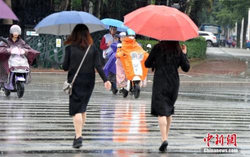 資料圖：2018年11月，福州市民在雨中出行。張斌 攝