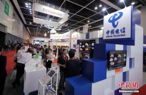 資料圖：中國電信展臺(tái)。<a target='_blank' href='http://www.chinanews.com/'>中新社</a>記者 張煒 攝