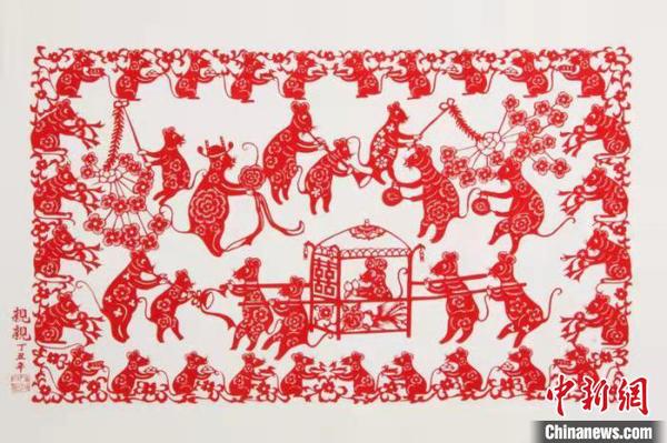 圖為參展的“老鼠娶親”木版年畫。河北博物院供圖