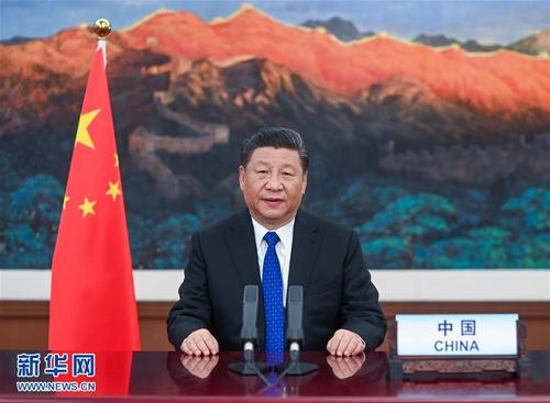 5月18日，國(guó)家主席習(xí)近平在第73屆世界衛(wèi)生大會(huì)視頻會(huì)議開幕式上發(fā)表題為《團(tuán)結(jié)合作戰(zhàn)勝疫情　共同構(gòu)建人類衛(wèi)生健康共同體》的致辭。 新華社記者 李學(xué)仁 攝