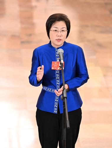 圖為全國(guó)政協(xié)委員徐鳳芹接受媒體采訪。(6632561)-20250308101100